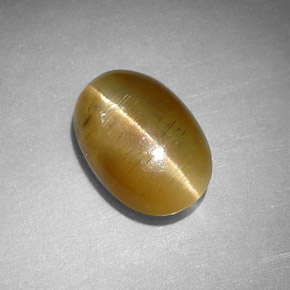 2.77 ct Yellow Cat's Eye Apatite Stone, Natural Cat's Eye Apatite in Oval Cabochon Shape for Sale