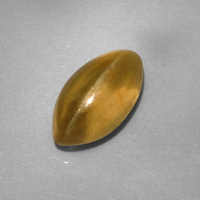 2.59 ct Yellow Cat's Eye Apatite Gemstone, Cat's Eye Apatite Gem in Marquise Cabochon Shape for Sale.