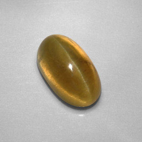2.87 ct Yellow Cat's Eye Apatite Gemstone, Cat's Eye Apatite Gem in Oval Cabochon Shape for Sale.