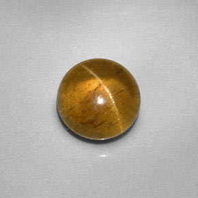 2.26 ct Yellow Cat's Eye Apatite Gemstone, Cat's Eye Apatite Gem in Round Cabochon Shape for Sale.
