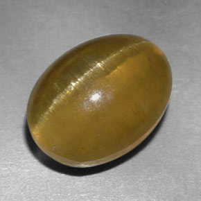 4.05 ct Green Cat's Eye Apatite Stone, Natural Cat's Eye Apatite in Oval Cabochon Shape for Sale