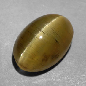 3.47 ct Green Cat's Eye Apatite Stone, Natural Cat's Eye Apatite in Oval Cabochon Shape for Sale