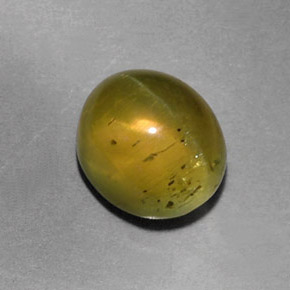 3.30 ct Green Cat's Eye Apatite Stone, Natural Cat's Eye Apatite in Oval Cabochon Shape for Sale