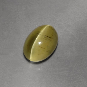 Cat's Eye Apatite Gemstone in 7.4 x 5.4 mm Size for Sale, Cat's Eye Apatite Stone in Golden Green Color