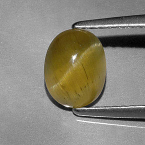 Cat's Eye Apatite Gemstone in 8 x 6 mm (calibrated) Size for Sale, Cat's Eye Apatite Stone in Golden Green Color