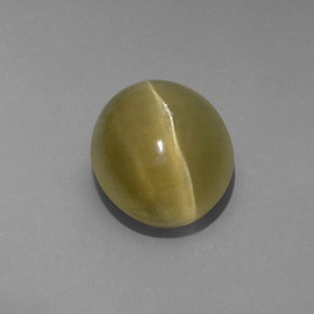 4.80 ct Green Cat's Eye Apatite Stone, Natural Cat's Eye Apatite in Oval Cabochon Shape for Sale
