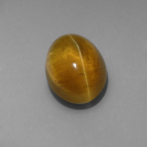 4.85 ct Yellow Cat's Eye Apatite Stone, Natural Cat's Eye Apatite in Oval Cabochon Shape for Sale