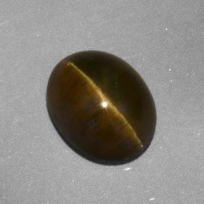 3.34 ct Yellow Cat's Eye Apatite Stone, Natural Cat's Eye Apatite in Oval Cabochon Shape for Sale