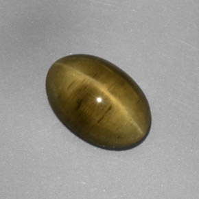 3.77 ct Yellow Cat's Eye Apatite Gemstone, Cat's Eye Apatite Gem in Oval Cabochon Shape for Sale.
