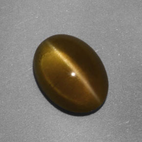 3.93 ct Yellow Cat's Eye Apatite Stone, Natural Cat's Eye Apatite in Oval Cabochon Shape for Sale