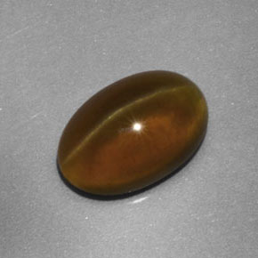 3.89 ct Yellow Cat's Eye Apatite Stone, Natural Cat's Eye Apatite in Oval Cabochon Shape for Sale