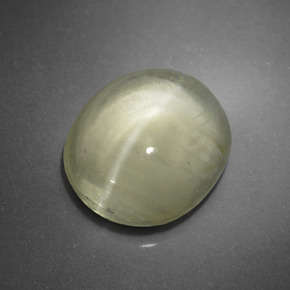5.09 ct Green Cat's Eye Apatite Stone, Natural Cat's Eye Apatite in Oval Cabochon Shape for Sale