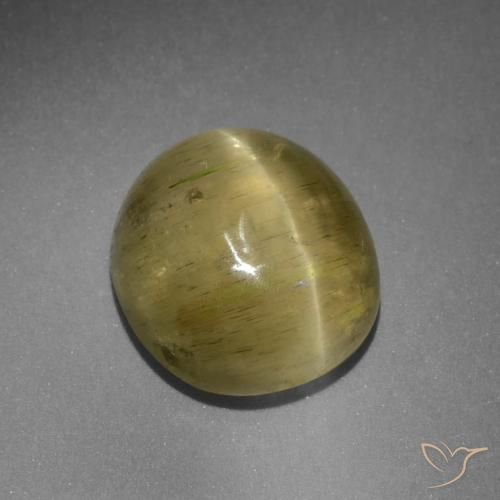 Apatite gialla a occhio di gatto da 9,42 ct, taglio ovale da 12,6 x 11,5 mm dal Kenya, Photo A