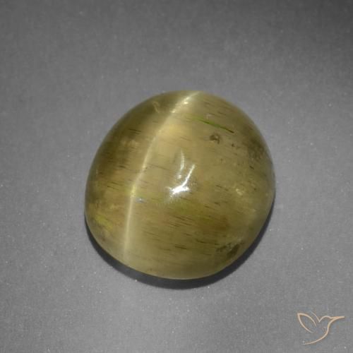 9.42 ct Yellow Cat's Eye Apatite Stone, Natural Cat's Eye Apatite in Oval Cabochon Shape for Sale