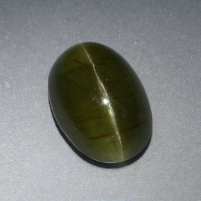 4.13 ct Green Cat's Eye Apatite Stone, Natural Cat's Eye Apatite in Oval Cabochon Shape for Sale