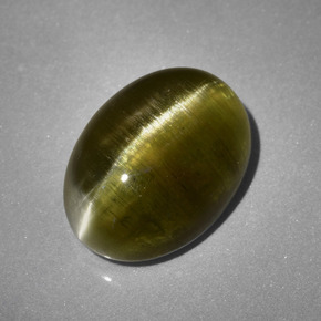 Cat's Eye Apatite Gemstone in 13 x 9.5 mm Size for Sale, Cat's Eye Apatite Stone in Golden Green Color