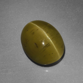 Cat's Eye Apatite Gemstone in 11.2 x 9 mm Size for Sale, Cat's Eye Apatite Stone in Golden Green Color