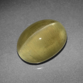 4.26 ct Green Cat's Eye Apatite Stone, Natural Cat's Eye Apatite in Oval Cabochon Shape for Sale