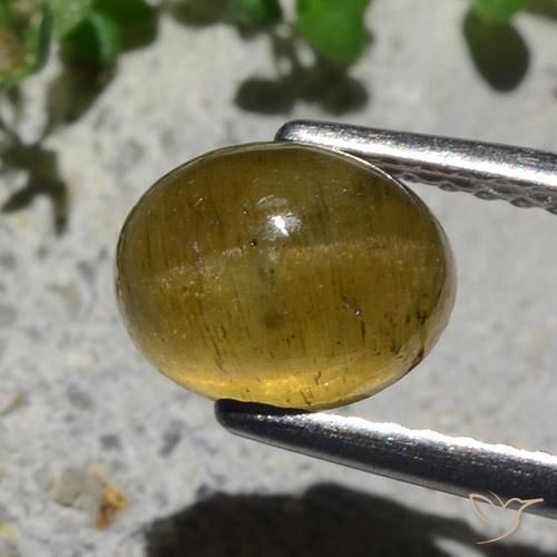 Cat's Eye Apatite Gemstone in 8 x 6 mm (calibrated) Size for Sale, Cat's Eye Apatite Stone in Earthy Yellow Color
