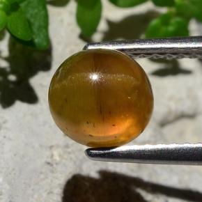 Cat's Eye Apatite Gemstone in 7 mm (calibrated) Size for Sale, Cat's Eye Apatite Stone in Orange Color