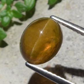 2.93 ct Green Cat's Eye Apatite Stone, Natural Cat's Eye Apatite in Oval Cabochon Shape for Sale