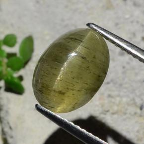 3.73 ct Green Cat's Eye Apatite Stone, Natural Cat's Eye Apatite in Oval Cabochon Shape for Sale