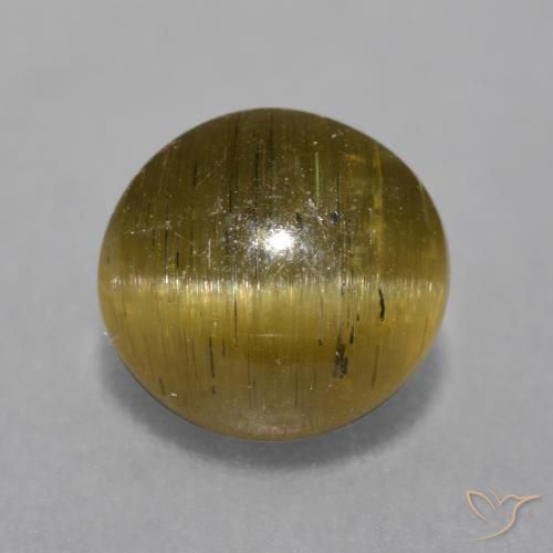 3.02 ct Brown Cat's Eye Apatite Stone, Natural Cat's Eye Apatite in Round Cabochon Shape for Sale