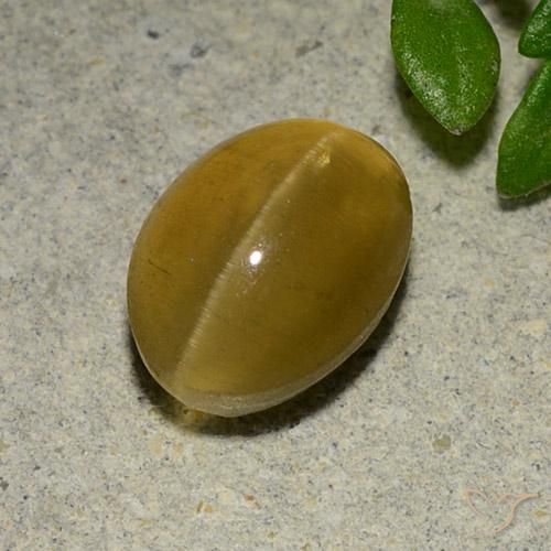 3.14 ct Yellow Cat's Eye Apatite, 9.1 x 6.9 mm Oval Cut From Kenya, Photo A