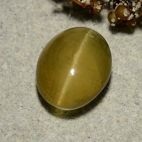 Cat's Eye Apatite Gemstone in 10 x 8 mm (calibrated) Size for Sale, Cat's Eye Apatite Stone in Golden Green Color
