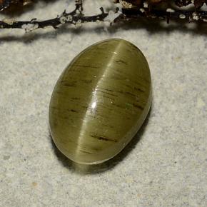 3.32 ct Green Cat's Eye Apatite Stone, Natural Cat's Eye Apatite in Oval Cabochon Shape for Sale