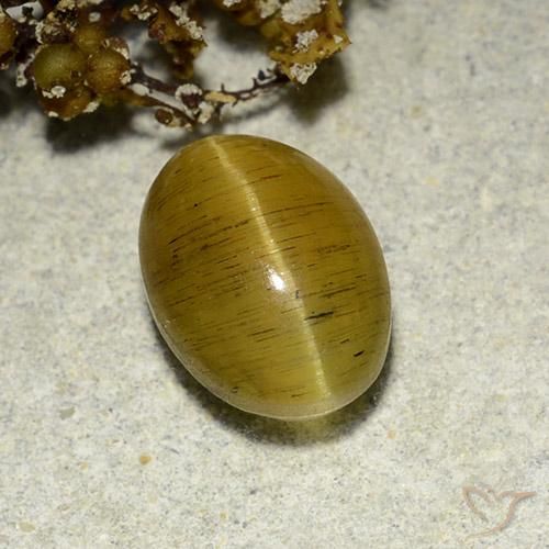 Apatite gialla a occhio di gatto da 3,56 ct, taglio ovale da 9,8 x 7,2 mm dal Kenya, Photo A