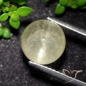 3.48 ct Yellow Cat's Eye Apatite Stone, Natural Cat's Eye Apatite in Round Cabochon Shape for Sale