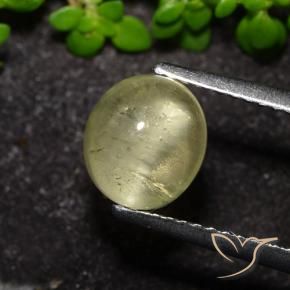 2.34 ct Yellow Cat's Eye Apatite Stone, Natural Cat's Eye Apatite in Oval Cabochon Shape for Sale