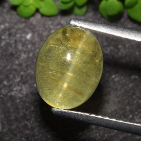 3.51 ct Yellow Cat's Eye Apatite Stone, Natural Cat's Eye Apatite in Oval Cabochon Shape for Sale