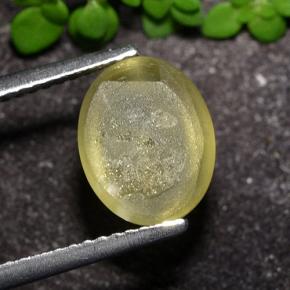 Cat's Eye Apatite Gemstone in 10 x 8 mm (calibrated) Size for Sale, Cat's Eye Apatite Stone in Light Golden-Yellow Color