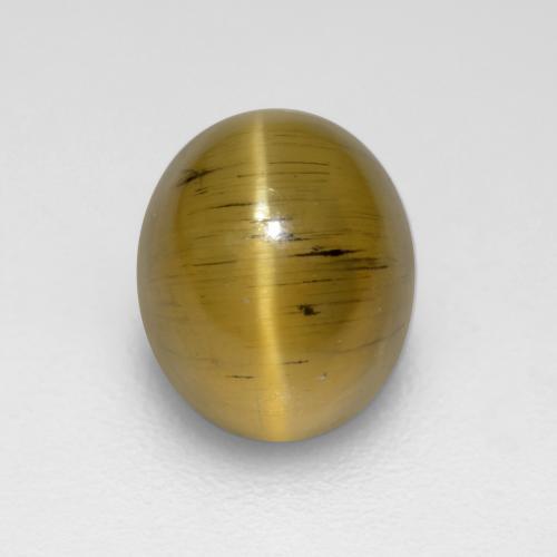 gelb-braun Apatit-Katzenauge Edelstein - 1.5ct Oval Cabochon (ID: 546221)