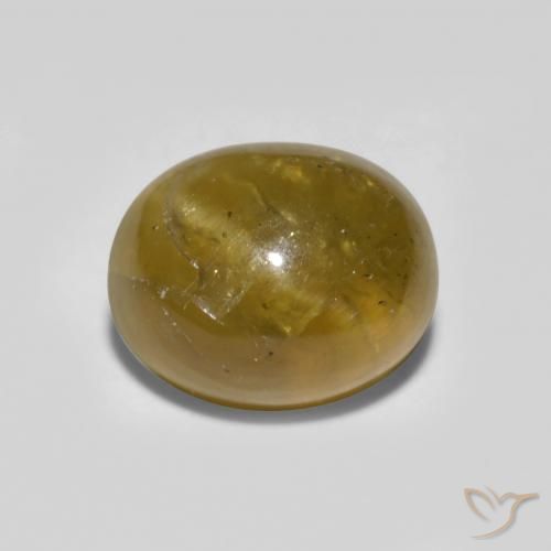 1.76 ct Yellow Cat's Eye Apatite Stone, Natural Cat's Eye Apatite in Oval Cabochon Shape for Sale