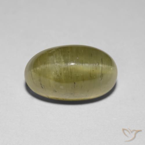 2.95 ct Yellow Cat's Eye Apatite Stone, Natural Cat's Eye Apatite in Oval Cabochon Shape for Sale