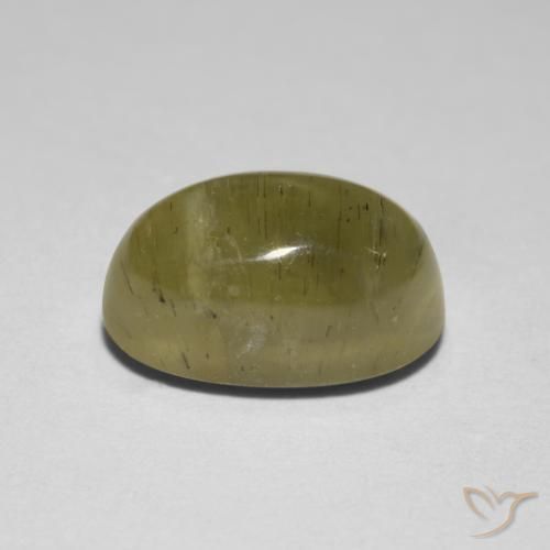 Cat's Eye Apatite Gemstone in 9.8 x 5.9 mm Size for Sale, Cat's Eye Apatite Stone in Neutral Yellow Color