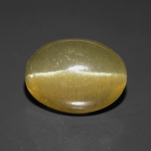 5.08 ct Yellow Cat's Eye Apatite Stone, Natural Cat's Eye Apatite in Oval Cabochon Shape for Sale