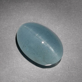 7.57 ct Green Cat's Eye Aquamarine Stone, Natural Cat's Eye Aquamarine in Oval Cabochon Shape for Sale