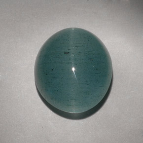 11.55 ct Green Cat's Eye Aquamarine Stone, Natural Cat's Eye Aquamarine in Oval Cabochon Shape for Sale