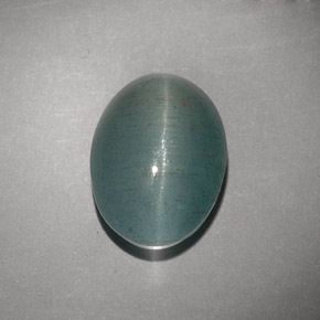 6.63 ct Green Cat's Eye Aquamarine Stone, Natural Cat's Eye Aquamarine in Oval Cabochon Shape for Sale