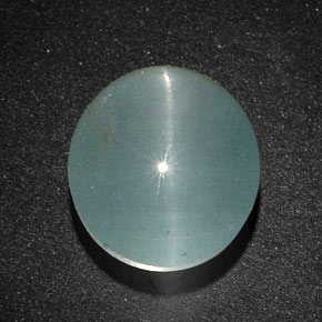 13.28 ct Green Cat's Eye Aquamarine Stone, Natural Cat's Eye Aquamarine in Oval Cabochon Shape for Sale