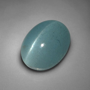 4.98 ct Green Cat's Eye Aquamarine Stone, Natural Cat's Eye Aquamarine in Oval Cabochon Shape for Sale