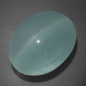 19.65 ct Green Cat's Eye Aquamarine Stone, Natural Cat's Eye Aquamarine in Oval Cabochon Shape for Sale