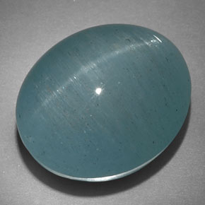 22.18 ct Green Cat's Eye Aquamarine Gemstone, Cat's Eye Aquamarine Gem in Oval Cabochon Shape for Sale.