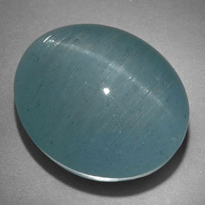22.18 ct Green Cat's Eye Aquamarine Stone, Natural Cat's Eye Aquamarine in Oval Cabochon Shape for Sale