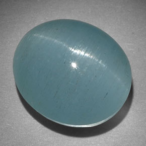 11.96 ct Green Cat's Eye Aquamarine Gemstone, Cat's Eye Aquamarine Gem in Oval Cabochon Shape for Sale.