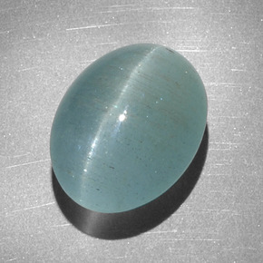 Cat's Eye Aquamarine Gemstone in 16 x 12 mm (calibrated) Size for Sale, Cat's Eye Aquamarine Stone in Blue-Green Color